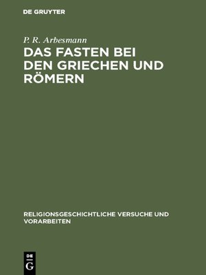 cover image of Das Fasten bei den Griechen und Römern